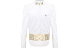 2.4折！英国Vivienne Westwood 白色宽角领拼接设计衬衫