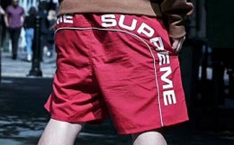 新品！美潮Supreme侧标弧形Arc logo沙滩短裤