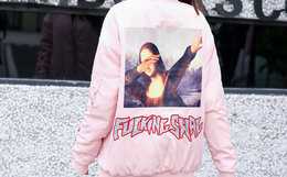 FWBS 恶搞蒙娜丽莎圣母嘻哈刺绣贴布MA-1夹克外套