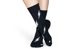 新品！瑞典Happy Socks个性闪电图男女中筒潮袜