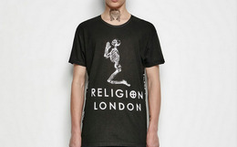 英国Religion新品经典骷髅字母印花T恤