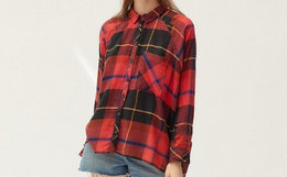 Urban Outfitters 经典法兰绒方格系扣宽版女长袖衬衫