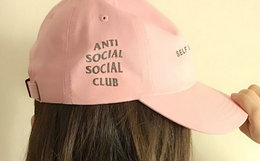 美潮anti social social club经典ASSC字母logo粉色帽子