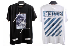 美潮OFF-WHITE 经典斑马线海浪条纹T恤 男女同款