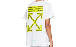 新品3折！美潮OFF WHITE黄色警戒线箭头短袖T恤