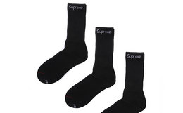 美潮SUPREME袜口logo提花运动中长款棉袜